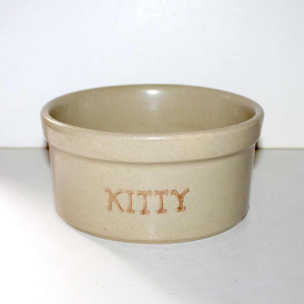Robinson Ransbottom Pottery Kitty Bowl crock RRP cat pet stoneware handmade Vtg